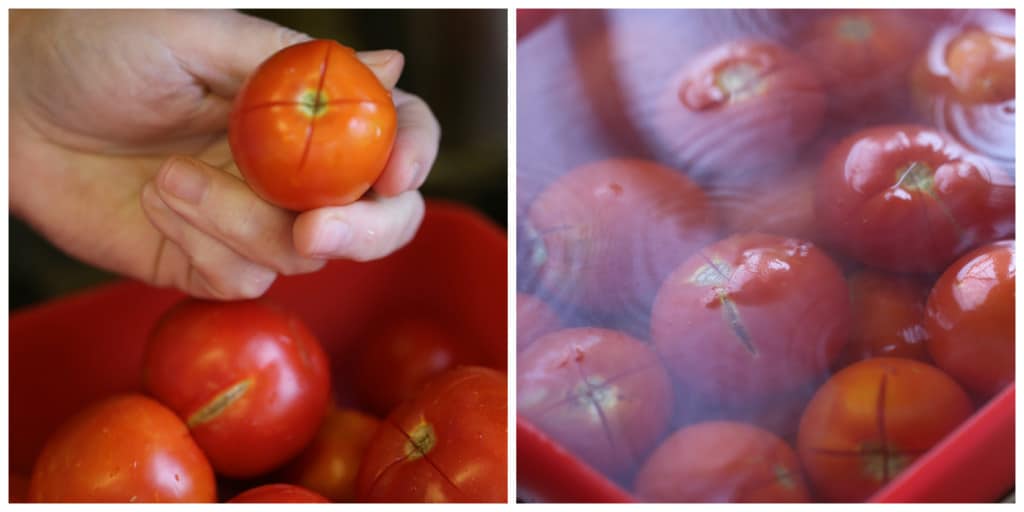 Peeling tomatoes