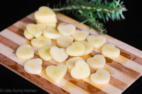 Heart shaped roasted potatoes