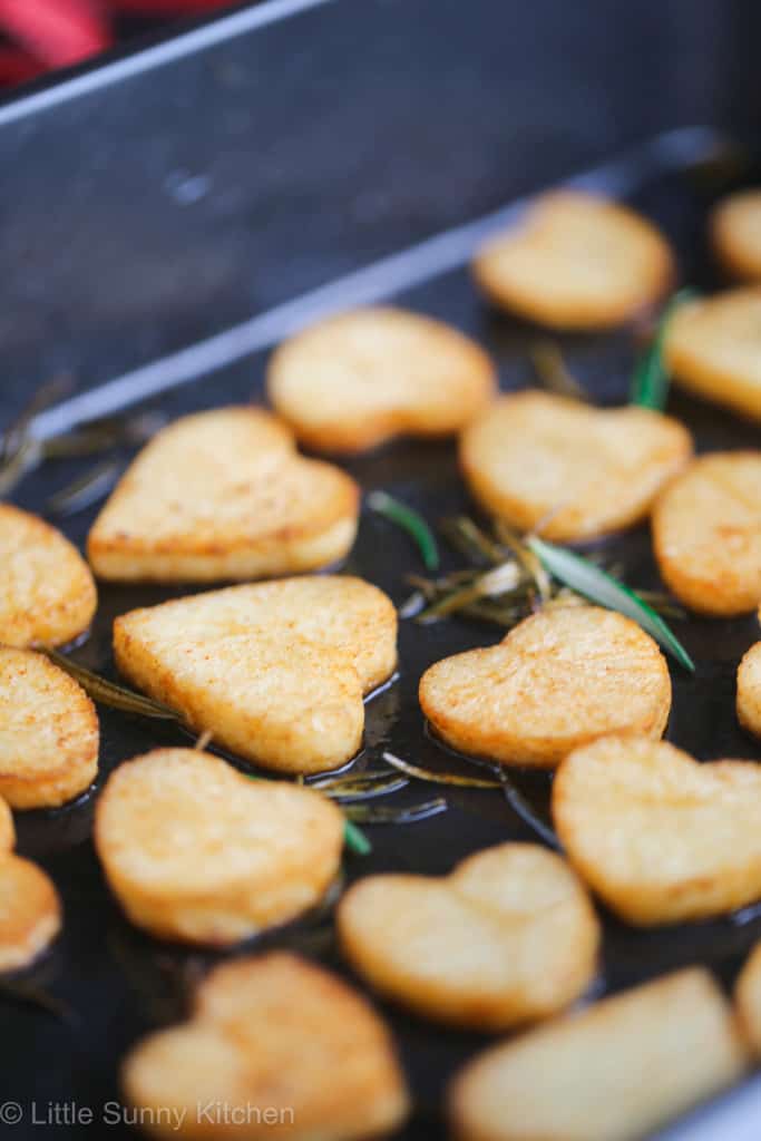 Heart shaped roasted potatoes