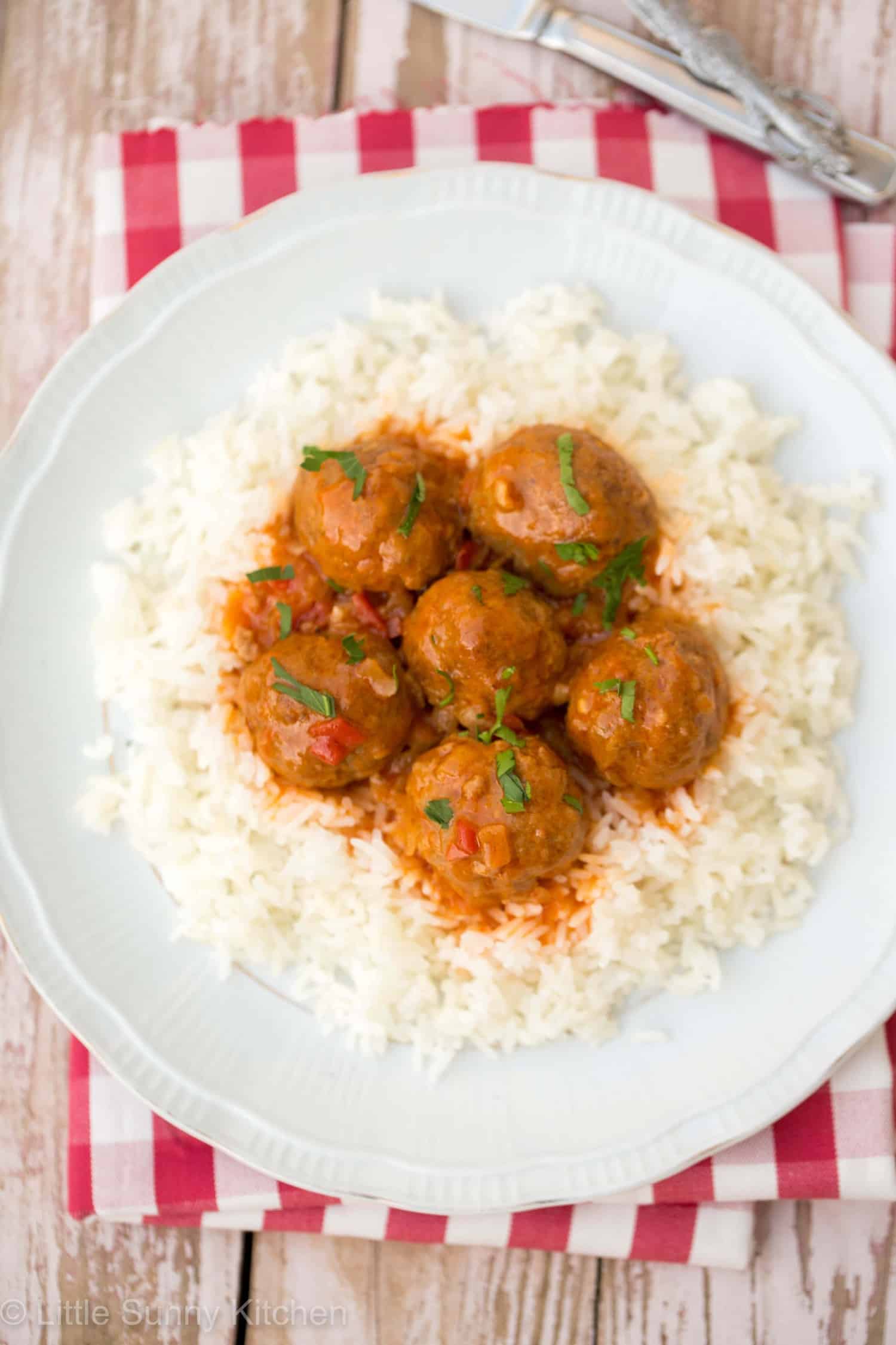 Beef Meatballs With Tomato Sauce and Rice Little Sunny Kitchen