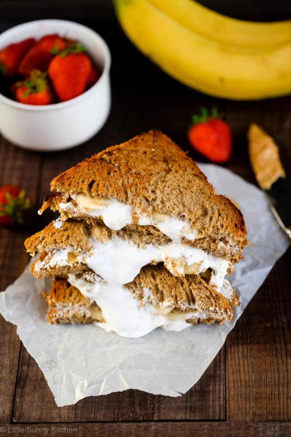 Grilled Banana fluffernutter sandwich