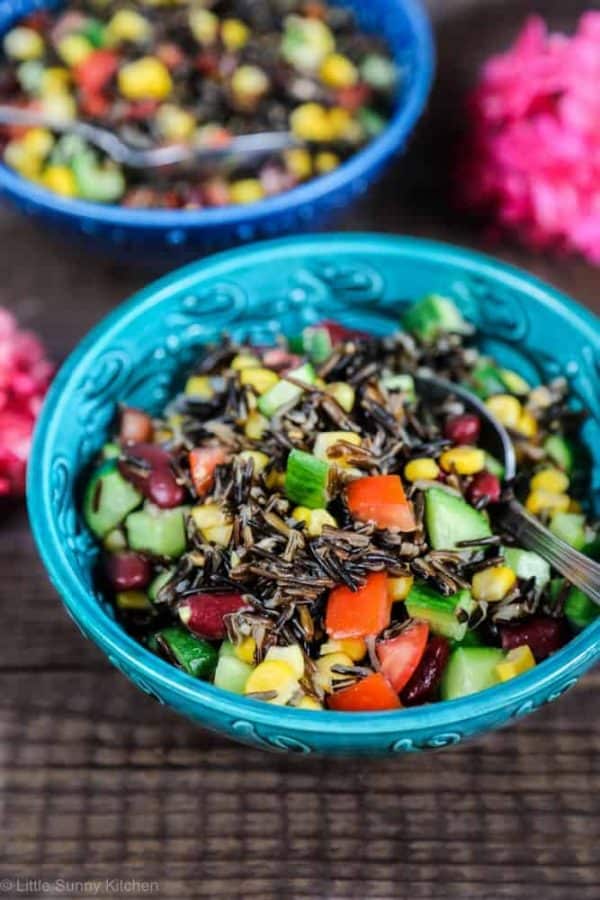 A refreshing and healthy black rice salad.
